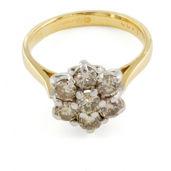 18ct gold Diamond 1ct Cluster Ring size L